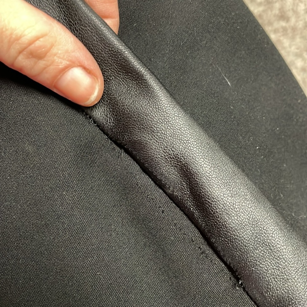 Danier Black Pants with Leather Trim and size ankle slits - Picture 8 of 9